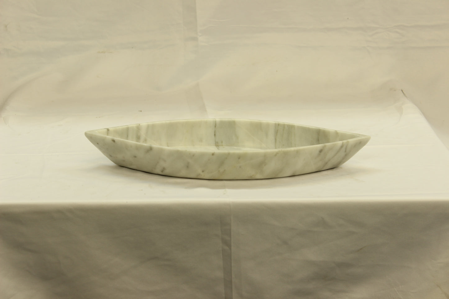 White Marble Canoe Serving Tray