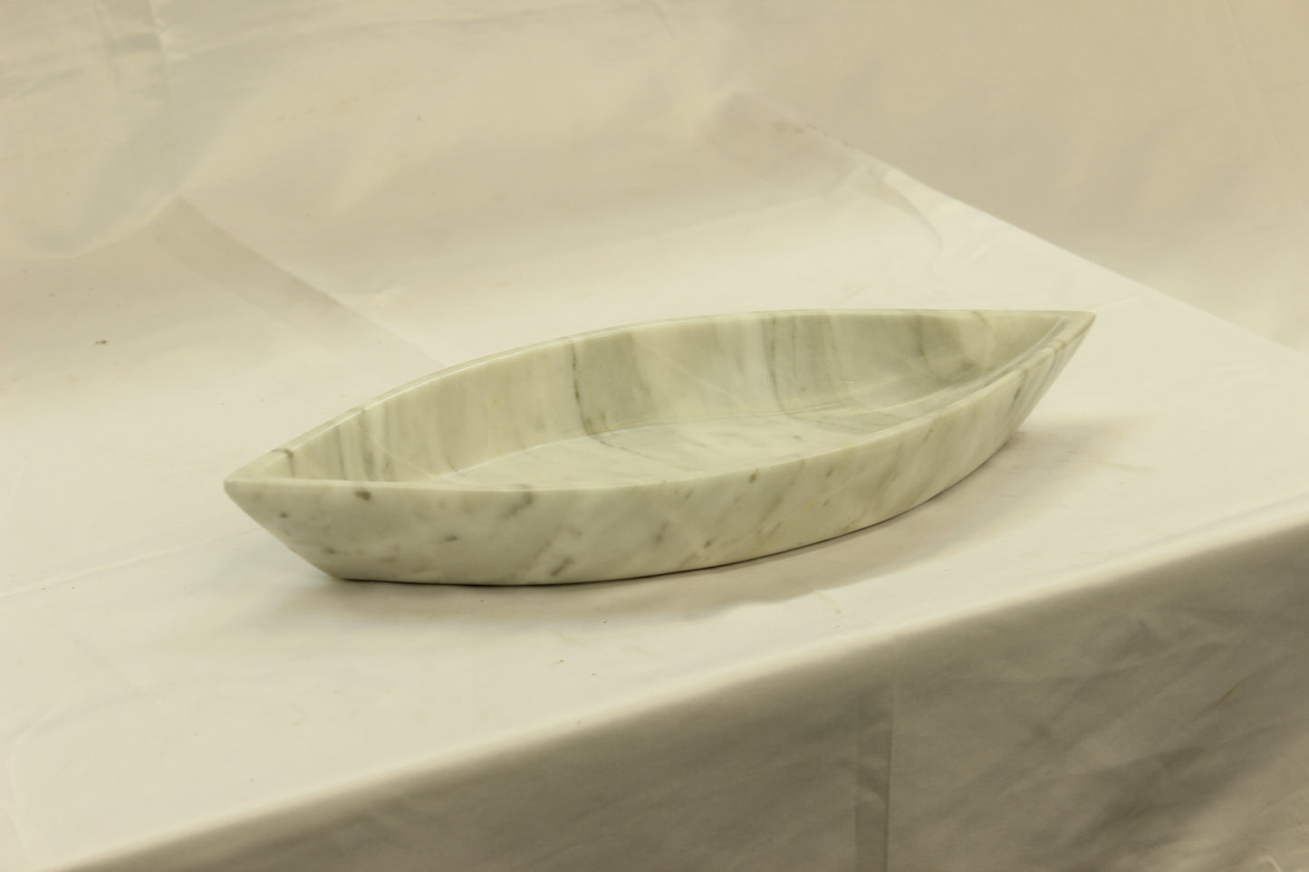 White Marble Canoe Serving Tray