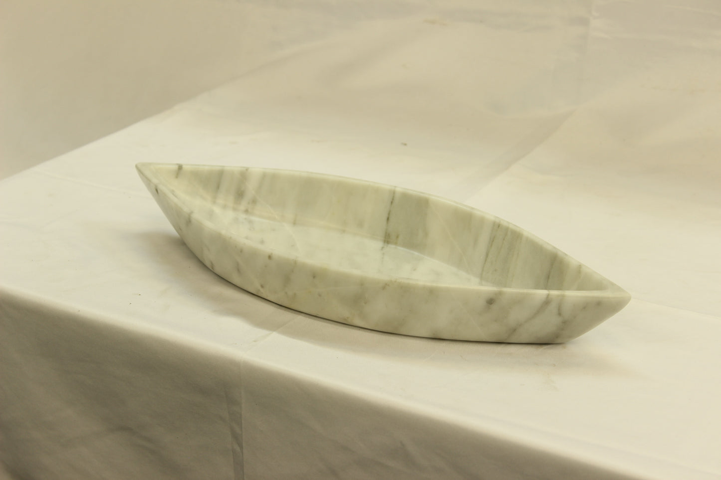 White Marble Canoe Serving Tray