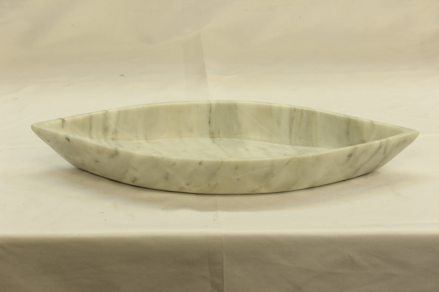 White Marble Canoe Serving Tray