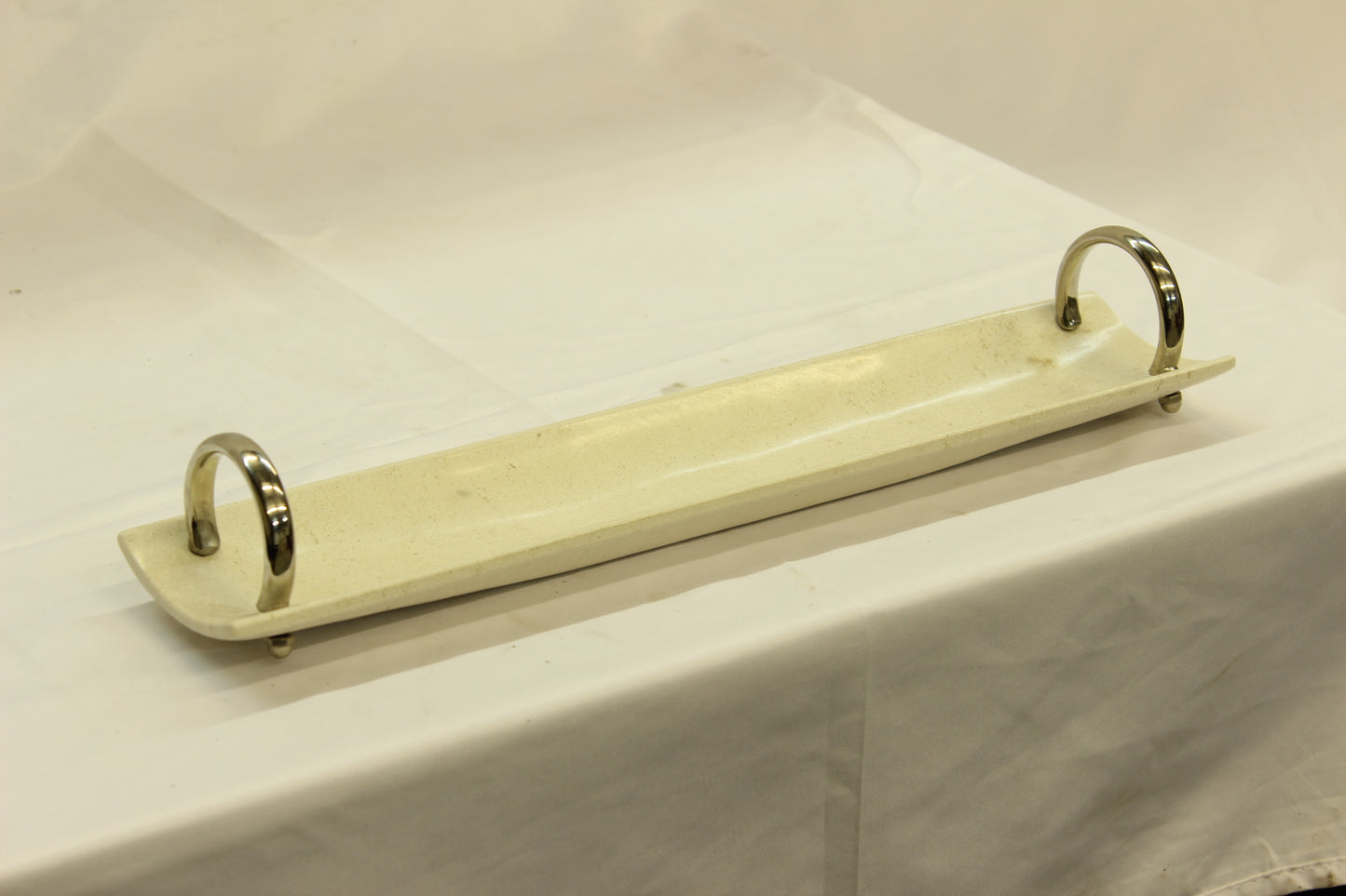 Marble Bread Serving Tray with Pewter Handles