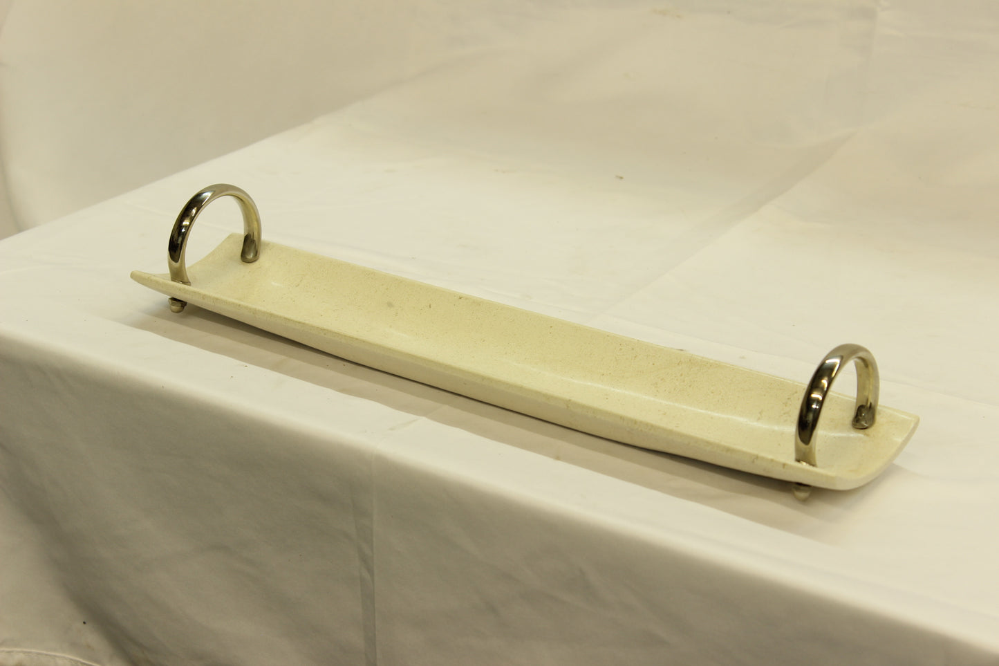 Marble Bread Serving Tray with Pewter Handles
