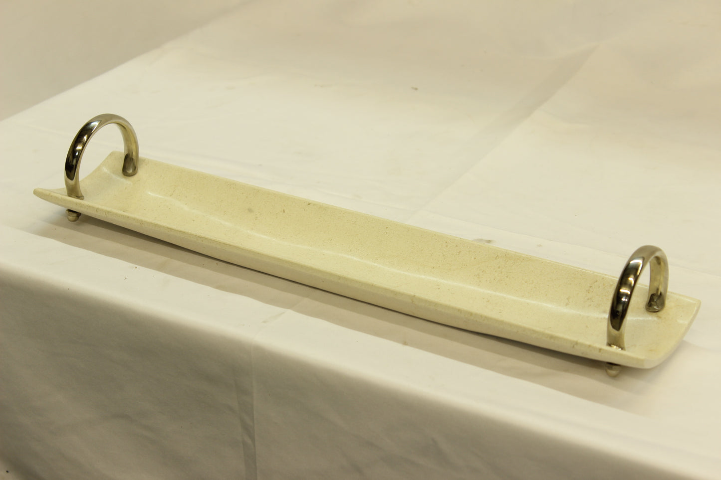 Marble Bread Serving Tray with Pewter Handles