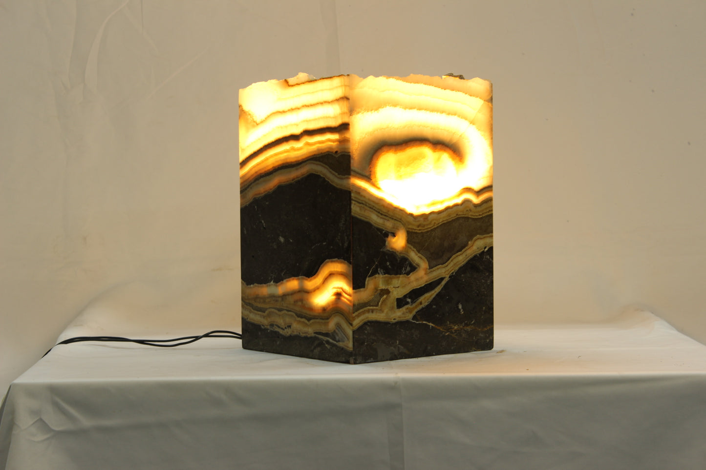 Eye of Providence Green & Black Onyx Lamp
