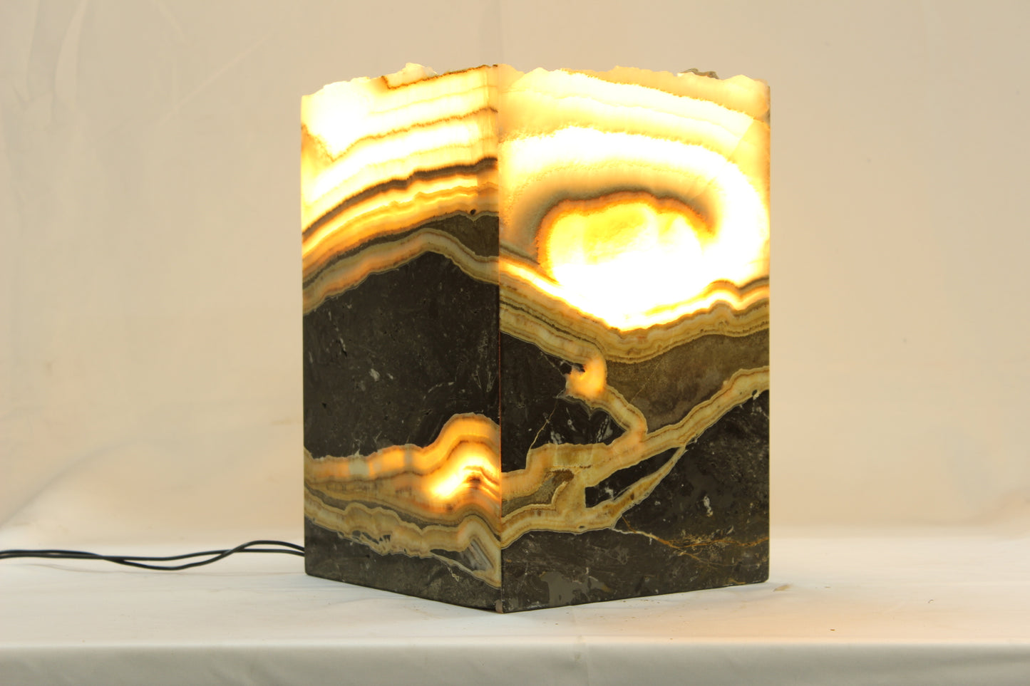 Eye of Providence Green & Black Onyx Lamp