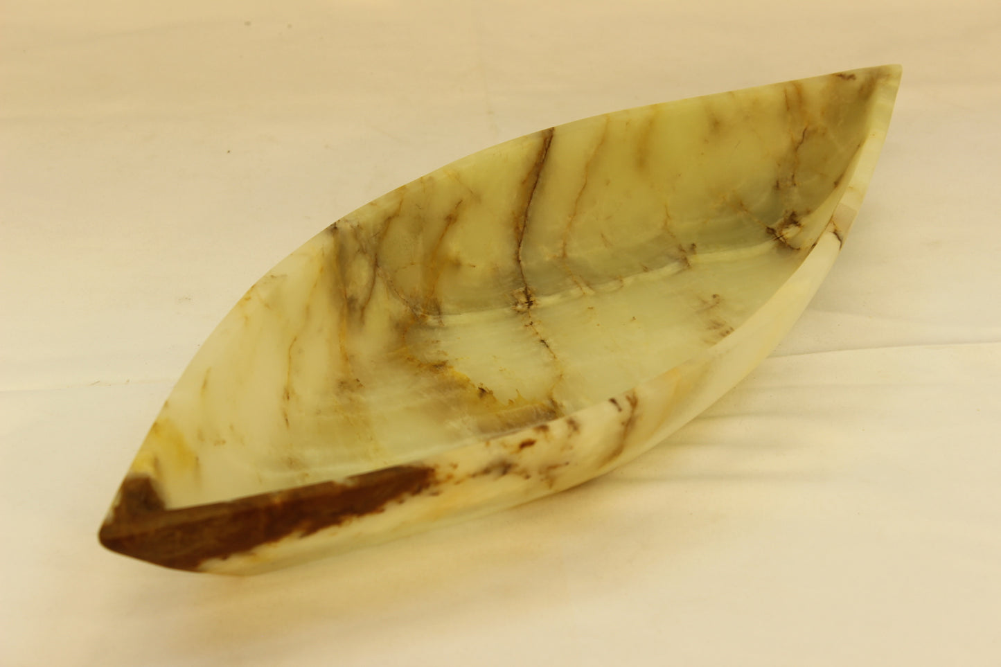 Green Onyx Canoe Serving Tray
