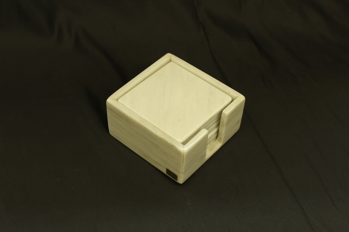 7pc White Marble Coaster Set