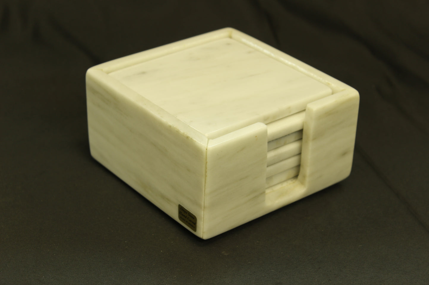 7pc White Marble Coaster Set