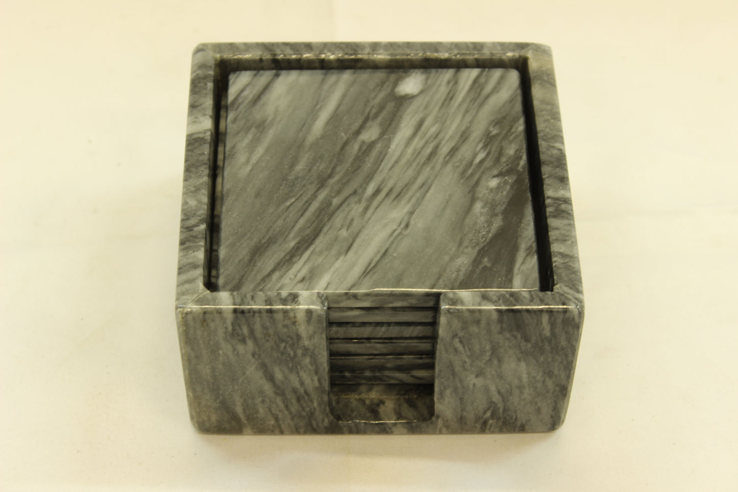 7 Pc. Black Marble Coaster Set