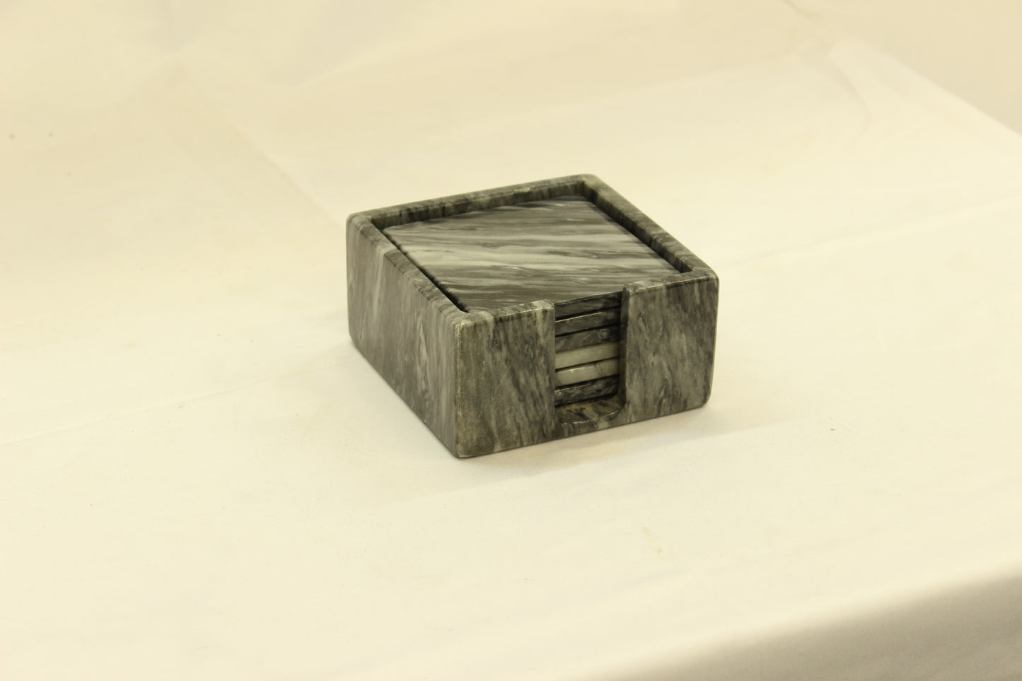 7 Pc. Black Marble Coaster Set