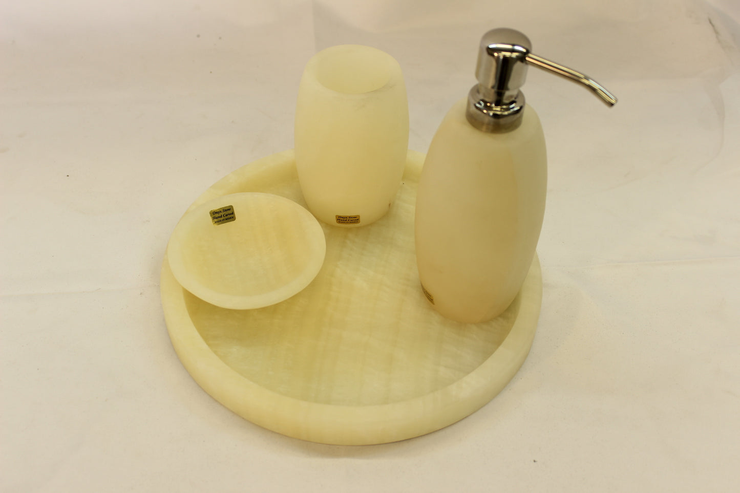 4pc Beige Onyx Bath Accessory Set