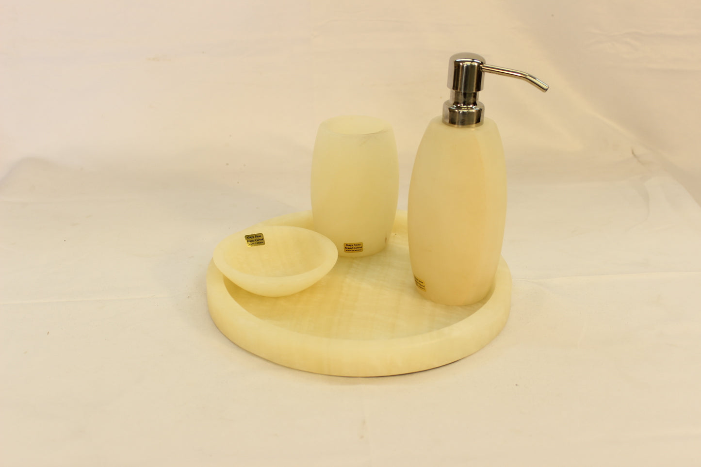 4pc Beige Onyx Bath Accessory Set
