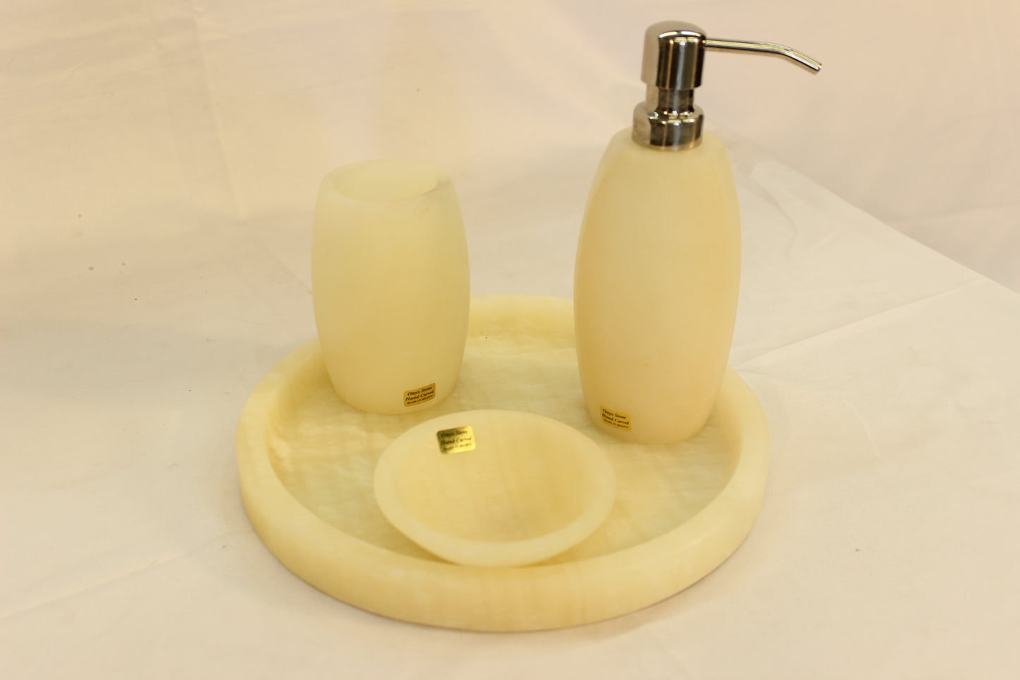 4pc Beige Onyx Bath Accessory Set