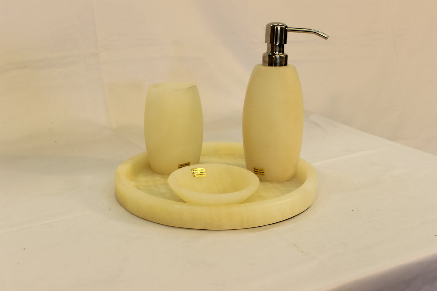 4pc Beige Onyx Bath Accessory Set
