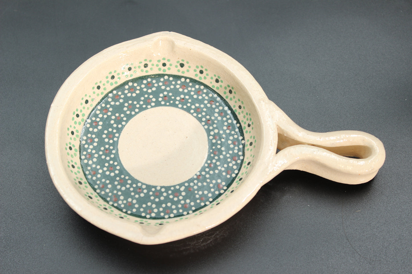 4" Floral Beige Clay Mini Frying Pan