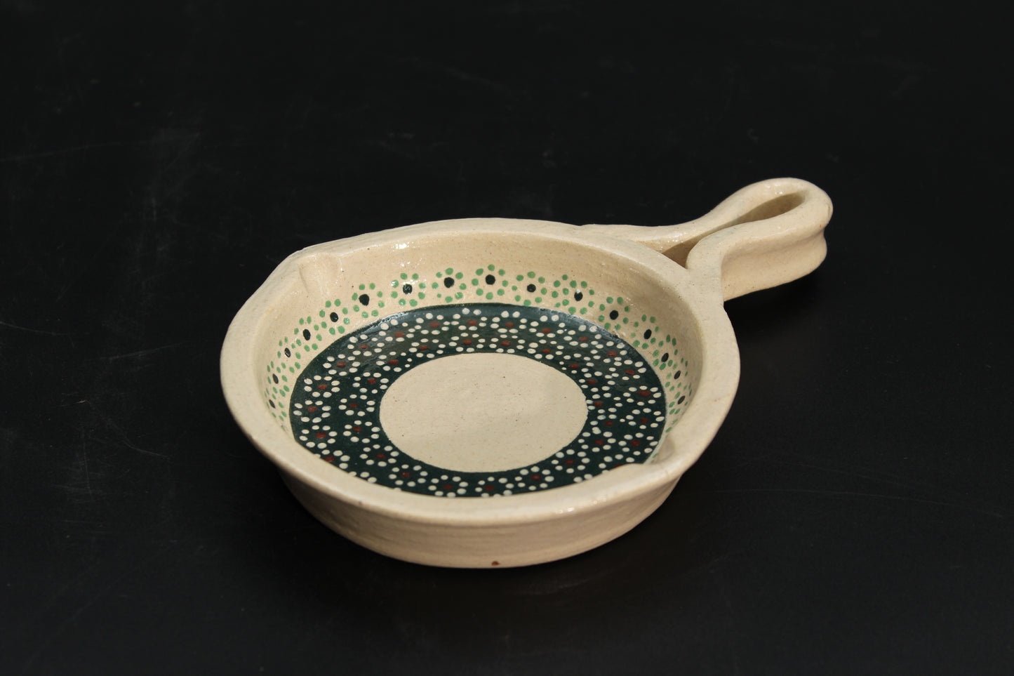 4" Floral Beige Clay Mini Frying Pan