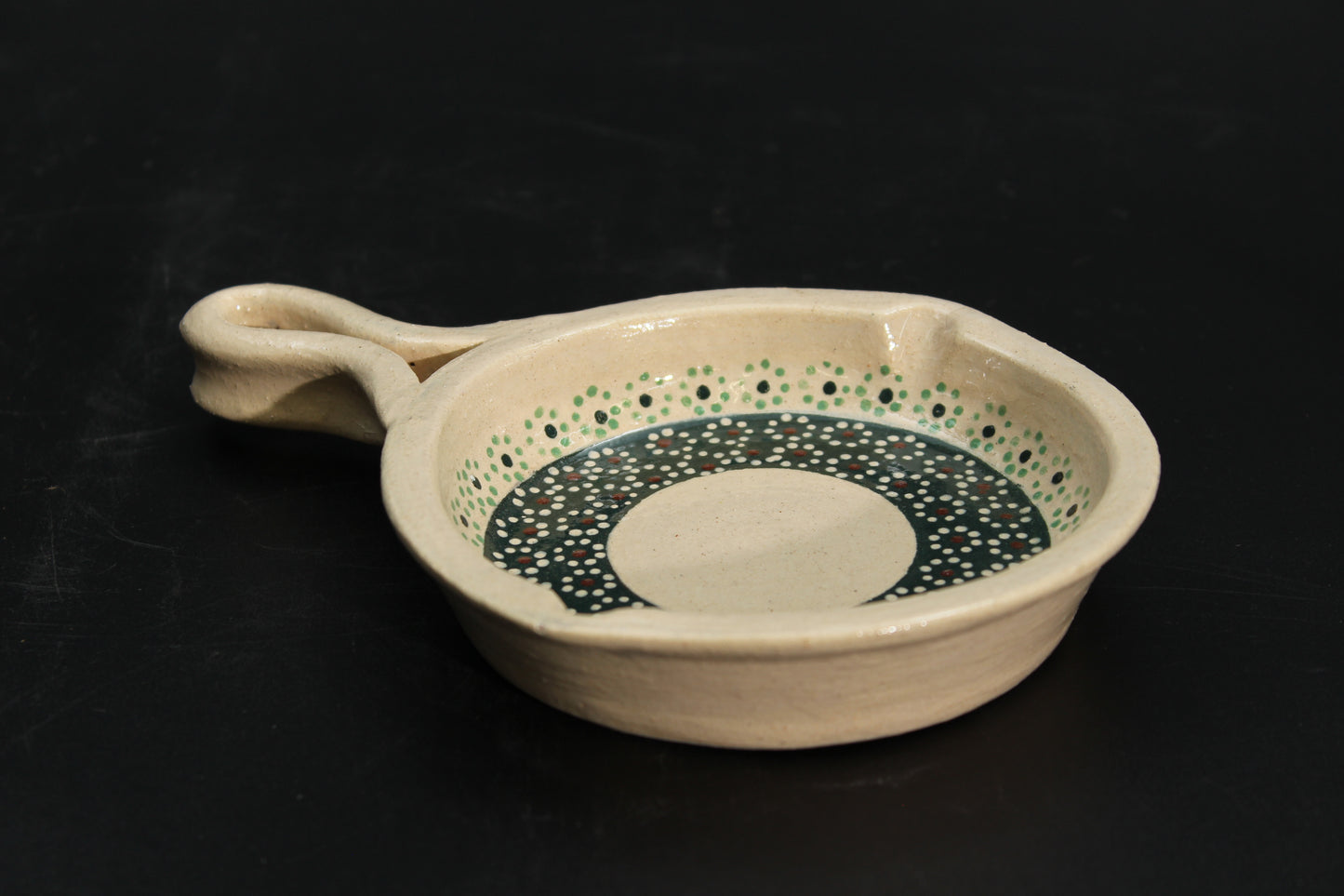 4" Floral Beige Clay Mini Frying Pan