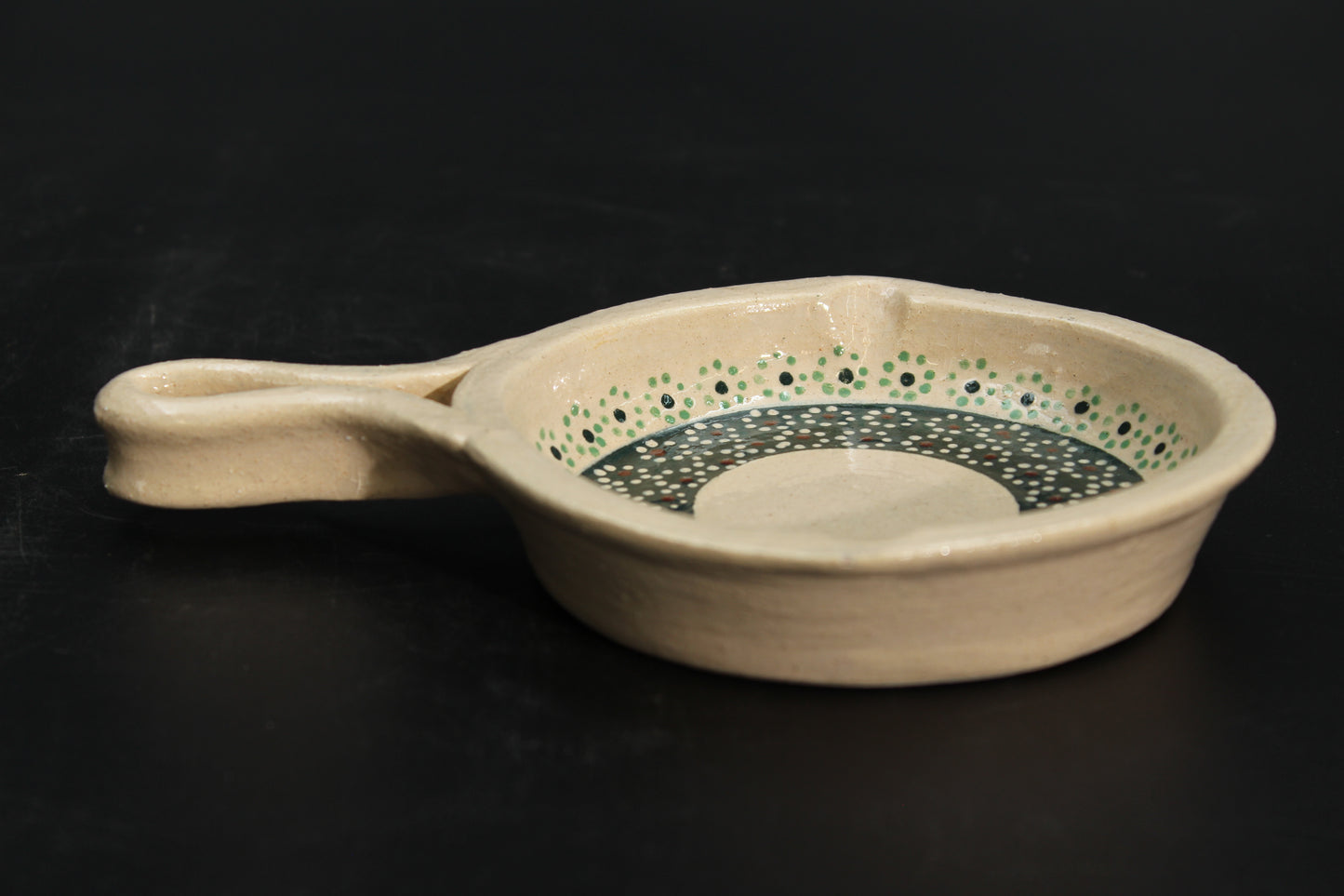 4" Floral Beige Clay Mini Frying Pan