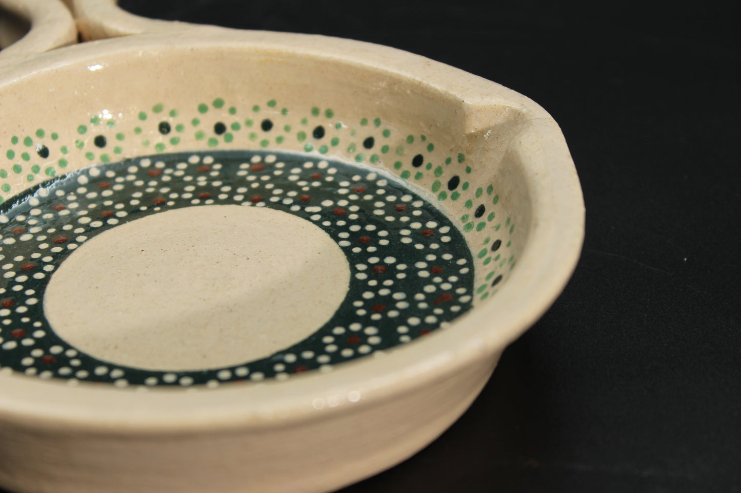 4" Floral Beige Clay Mini Frying Pan