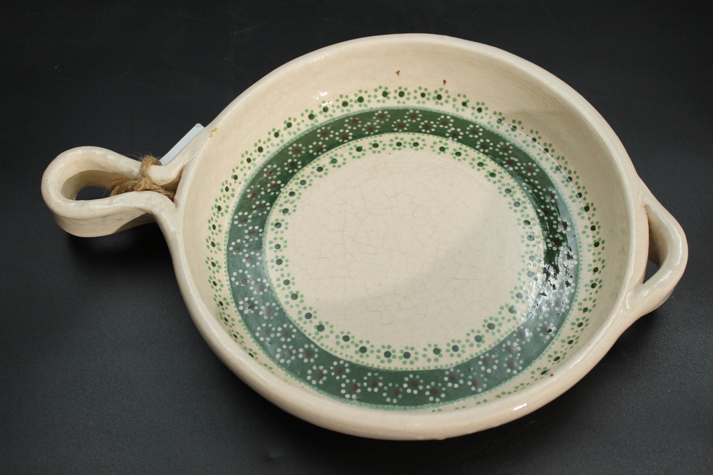 8" Floral Beige Clay Frying Pan