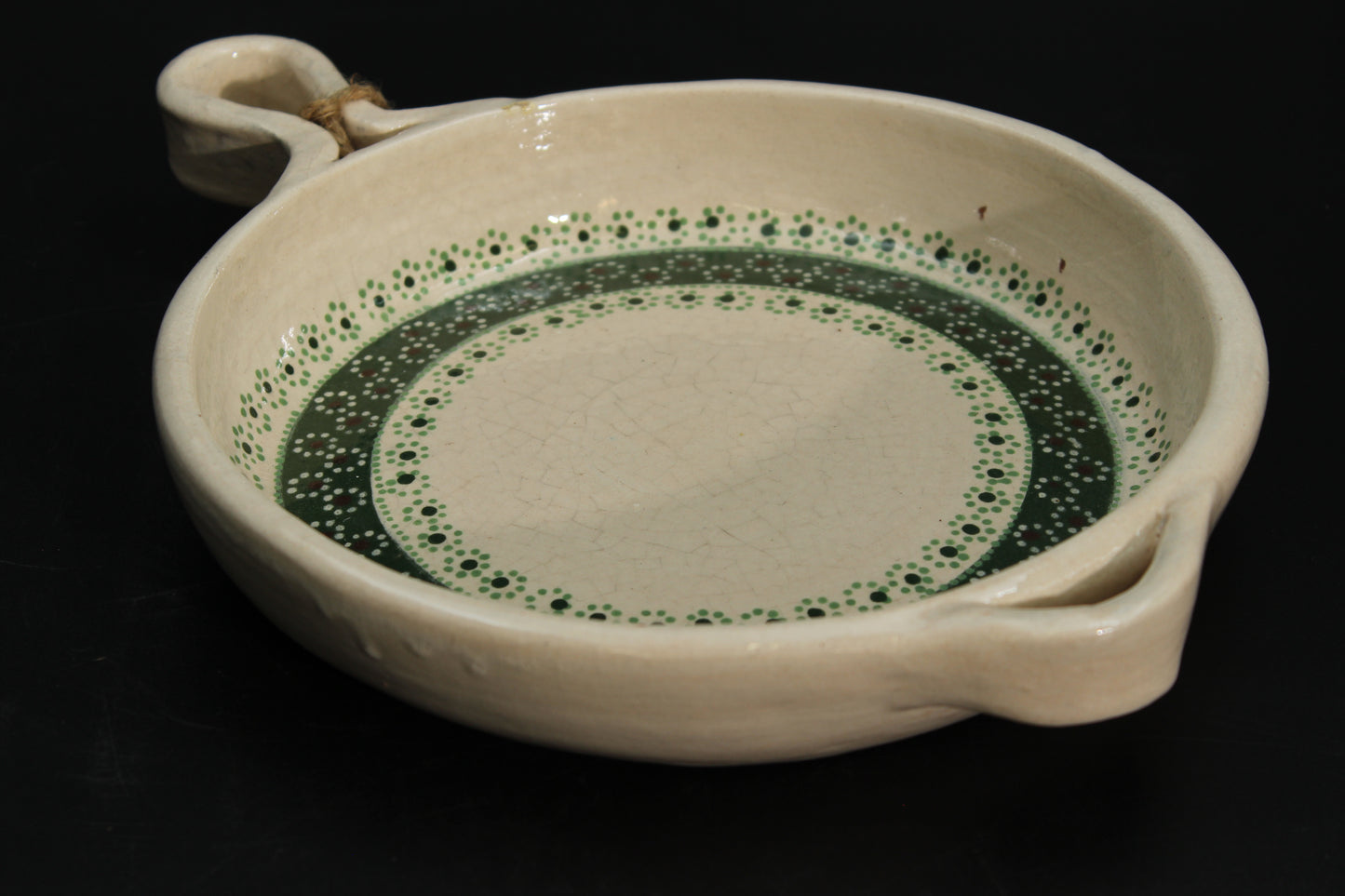 8" Floral Beige Clay Frying Pan