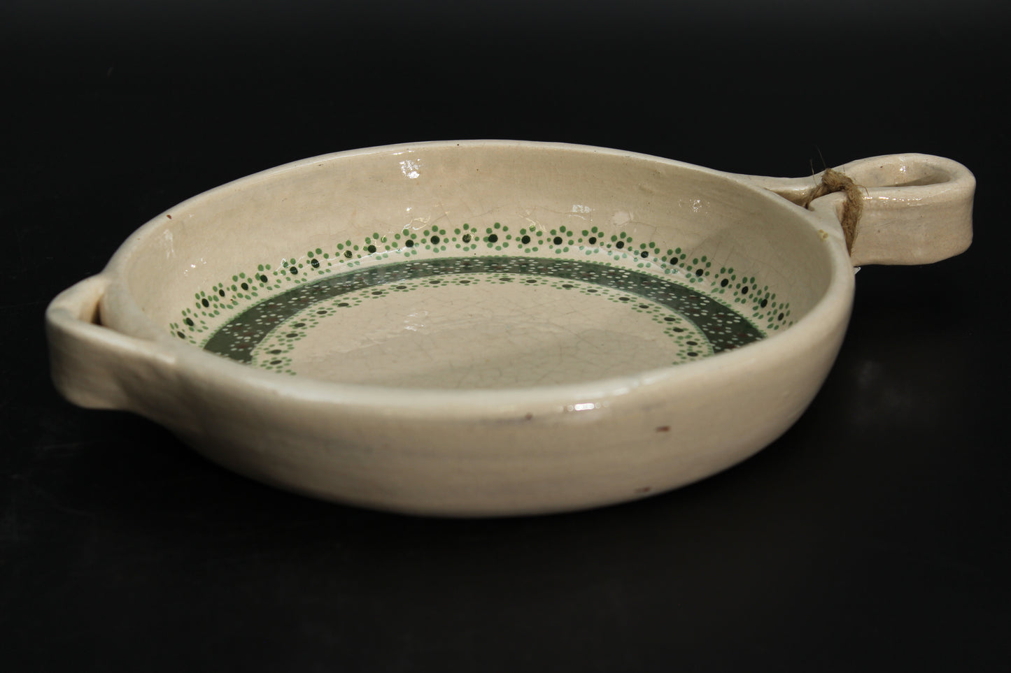 8" Floral Beige Clay Frying Pan