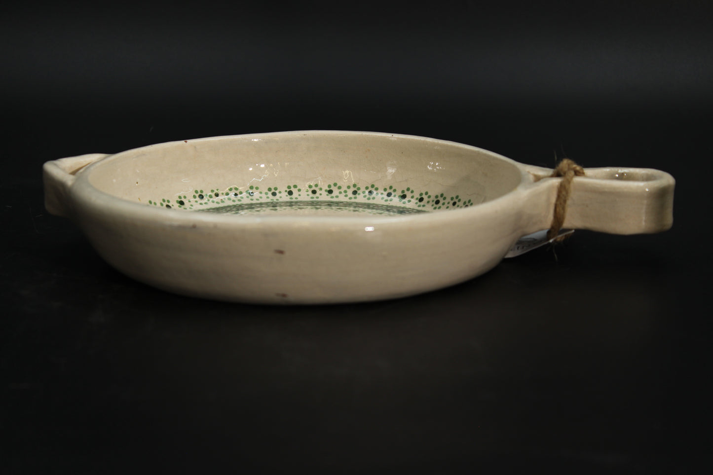 8" Floral Beige Clay Frying Pan