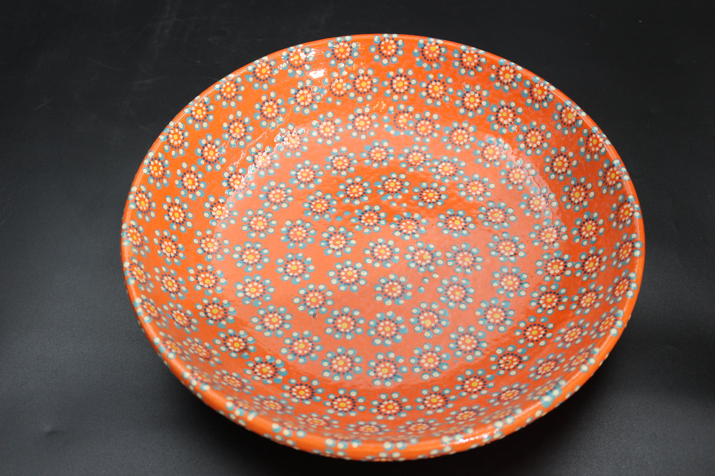 11" Fire Orange Ceramic Salad Bowl