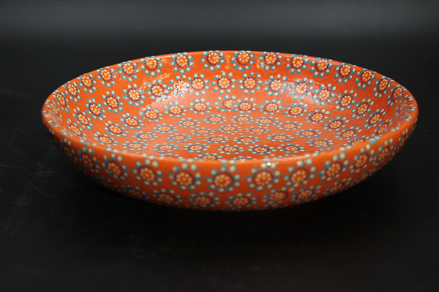 11" Fire Orange Ceramic Salad Bowl