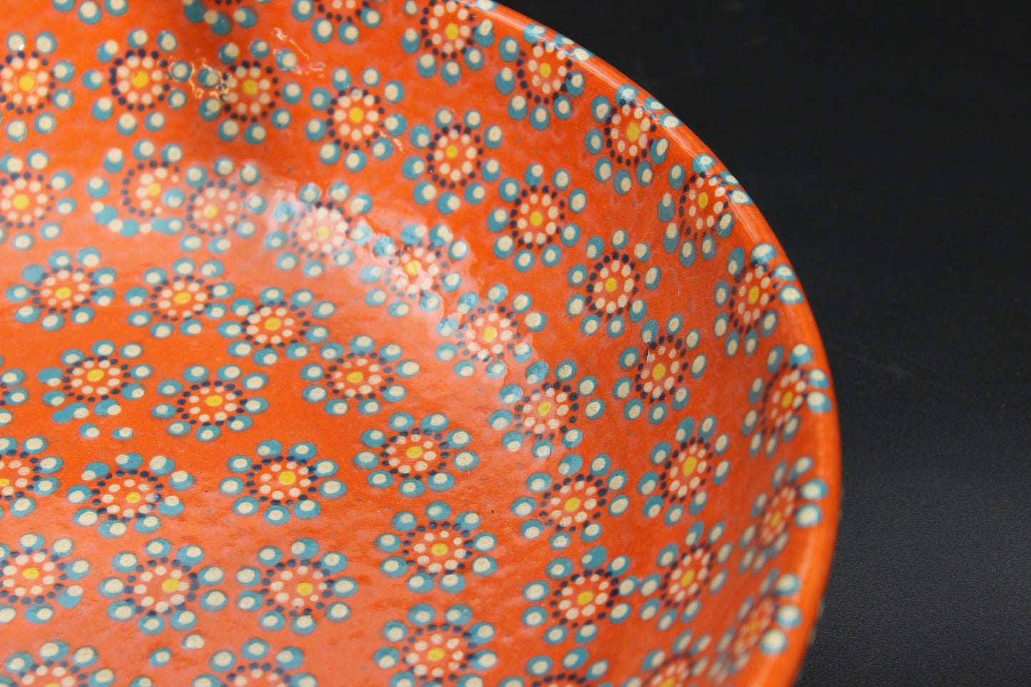 11" Fire Orange Ceramic Salad Bowl