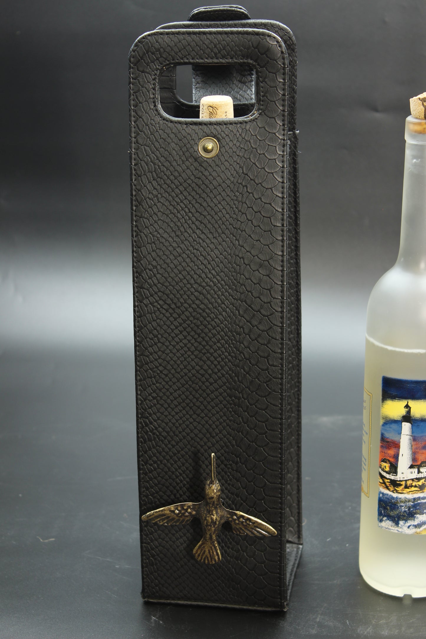 Black Snake Skin & Hummingbird Wine Carrier