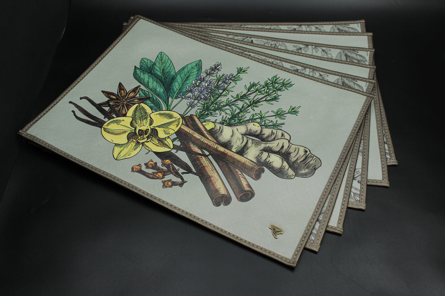 Grey Moss & Herbs Placemat Set (Set of 6)