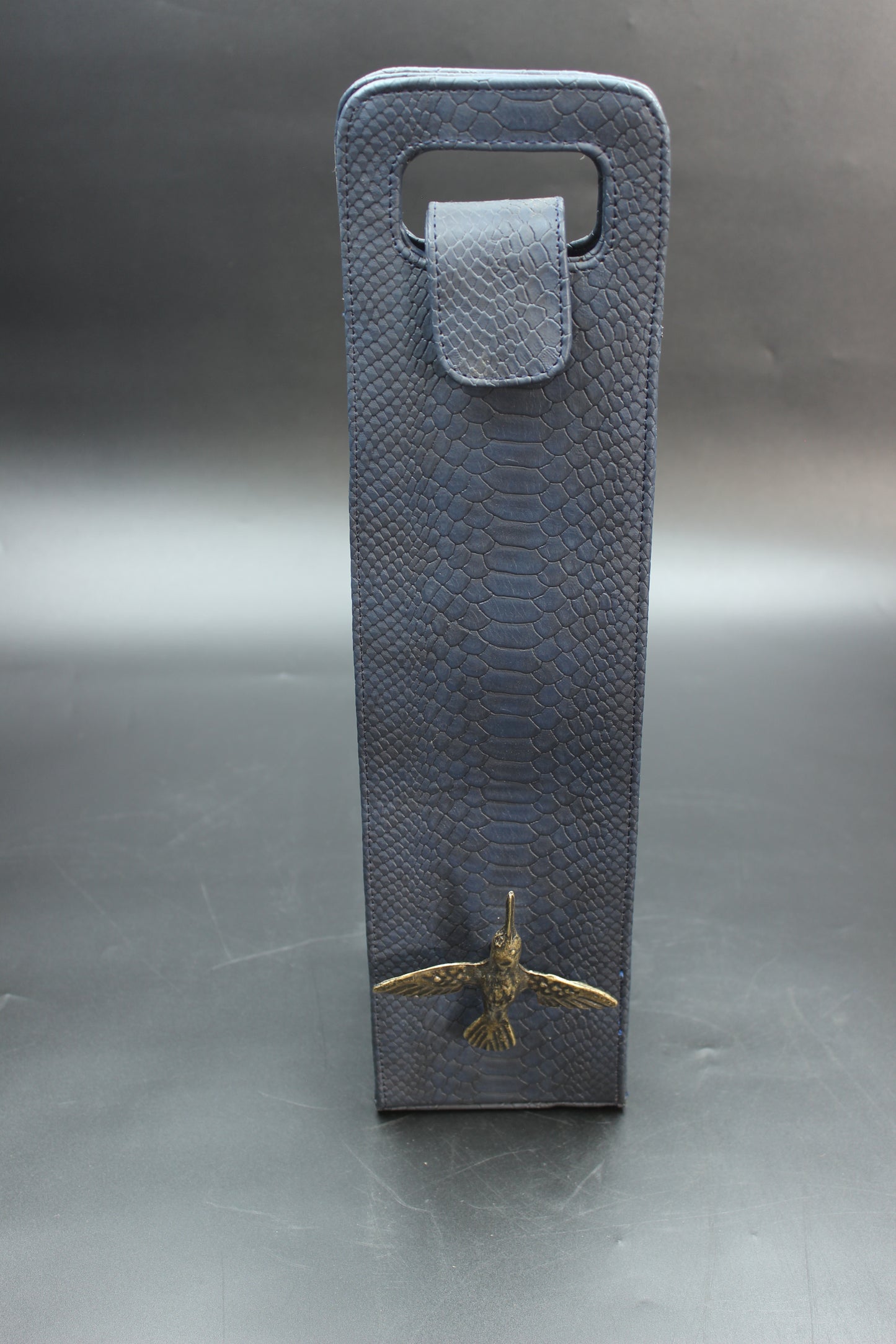 Blue Snake Skin & Hummingbird Wine Carrier
