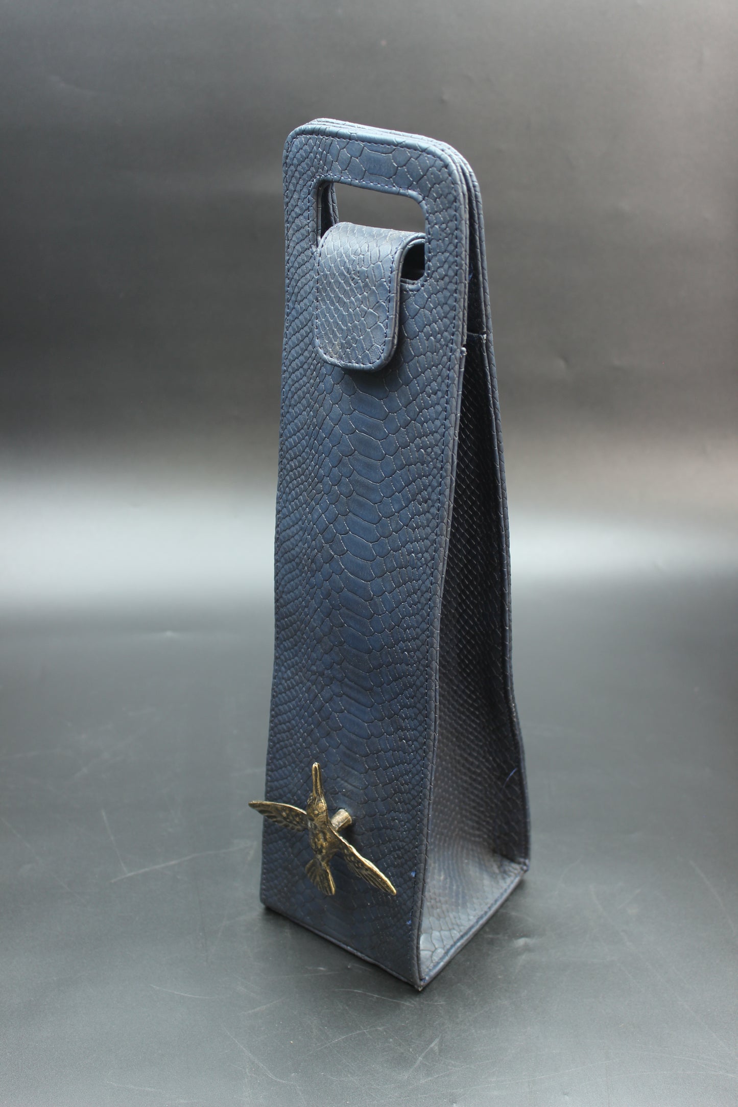 Blue Snake Skin & Hummingbird Wine Carrier