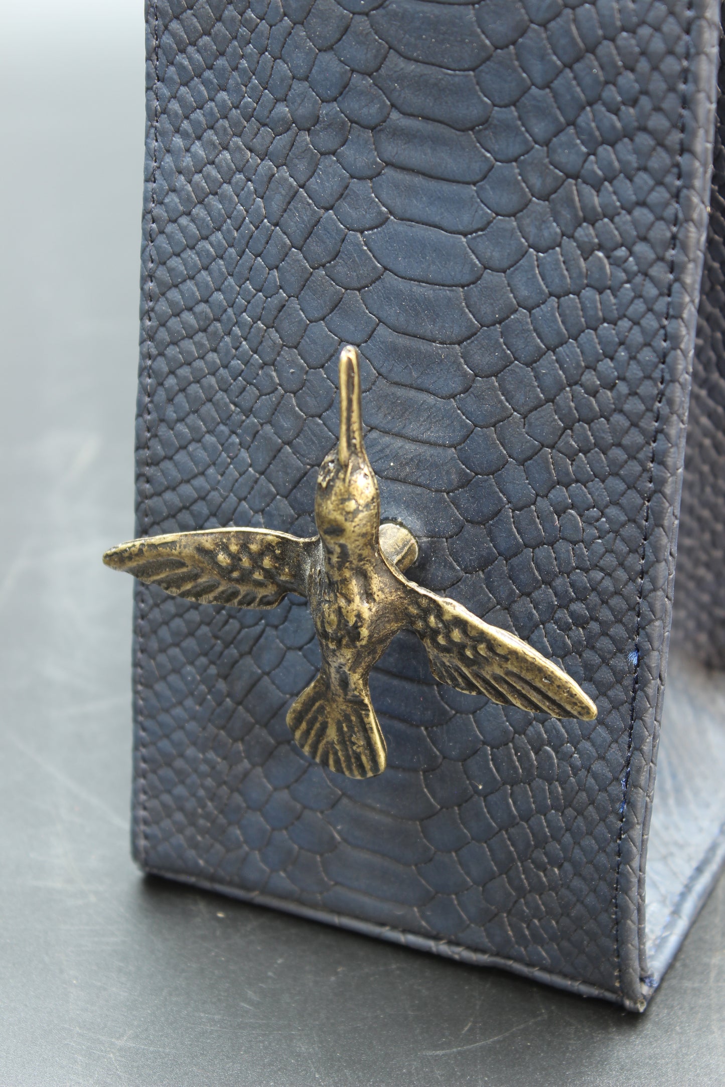 Blue Snake Skin & Hummingbird Wine Carrier