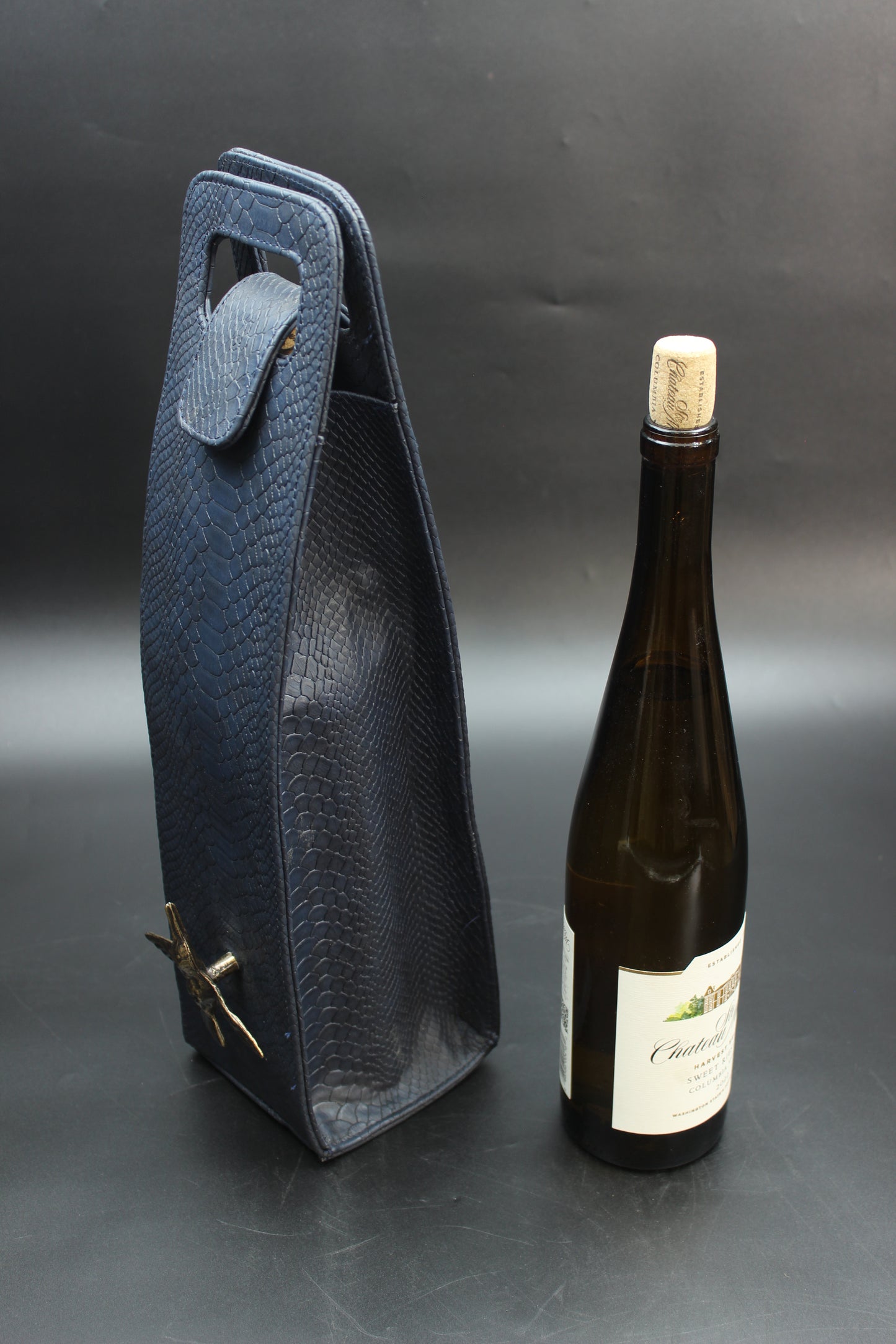 Blue Snake Skin & Hummingbird Wine Carrier