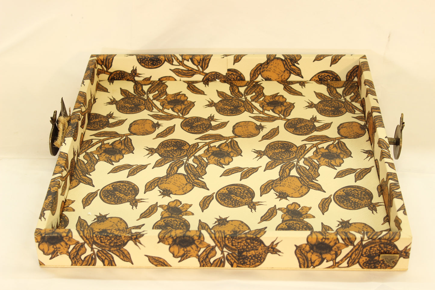 Magrana Pomegranate Serving Tray w/ Metal Handles