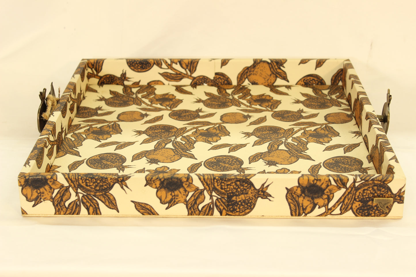 Magrana Pomegranate Serving Tray w/ Metal Handles
