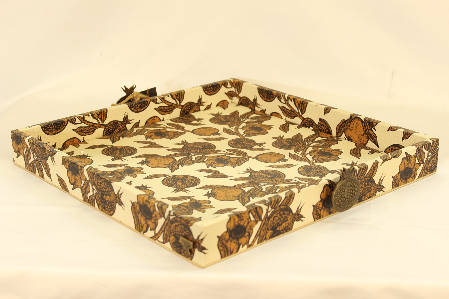 Magrana Pomegranate Serving Tray w/ Metal Handles