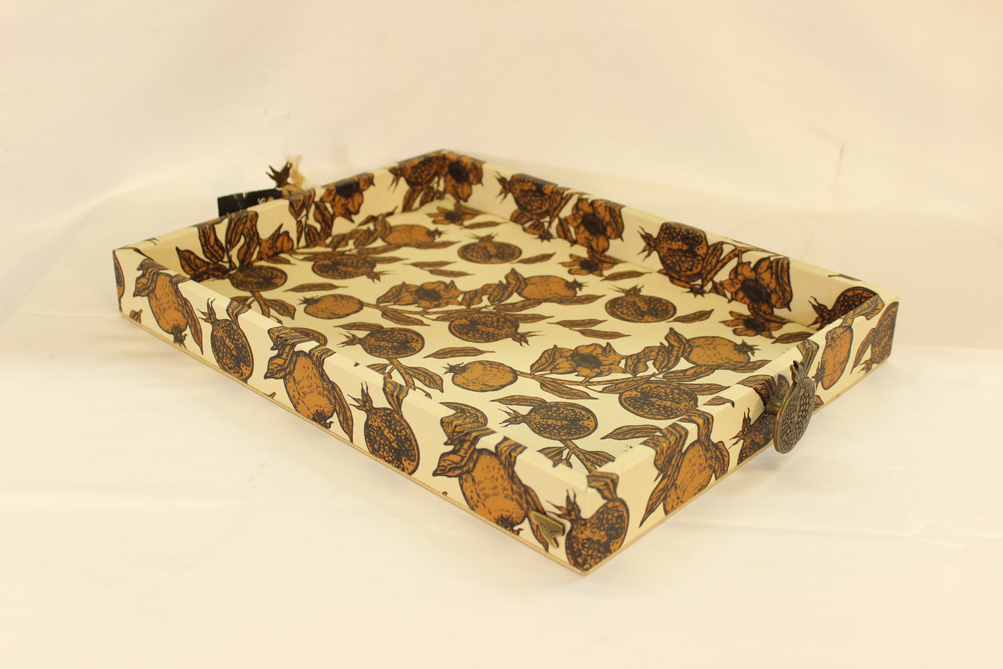 Magrana Pomegranate Serving Tray w/ Metal Handles
