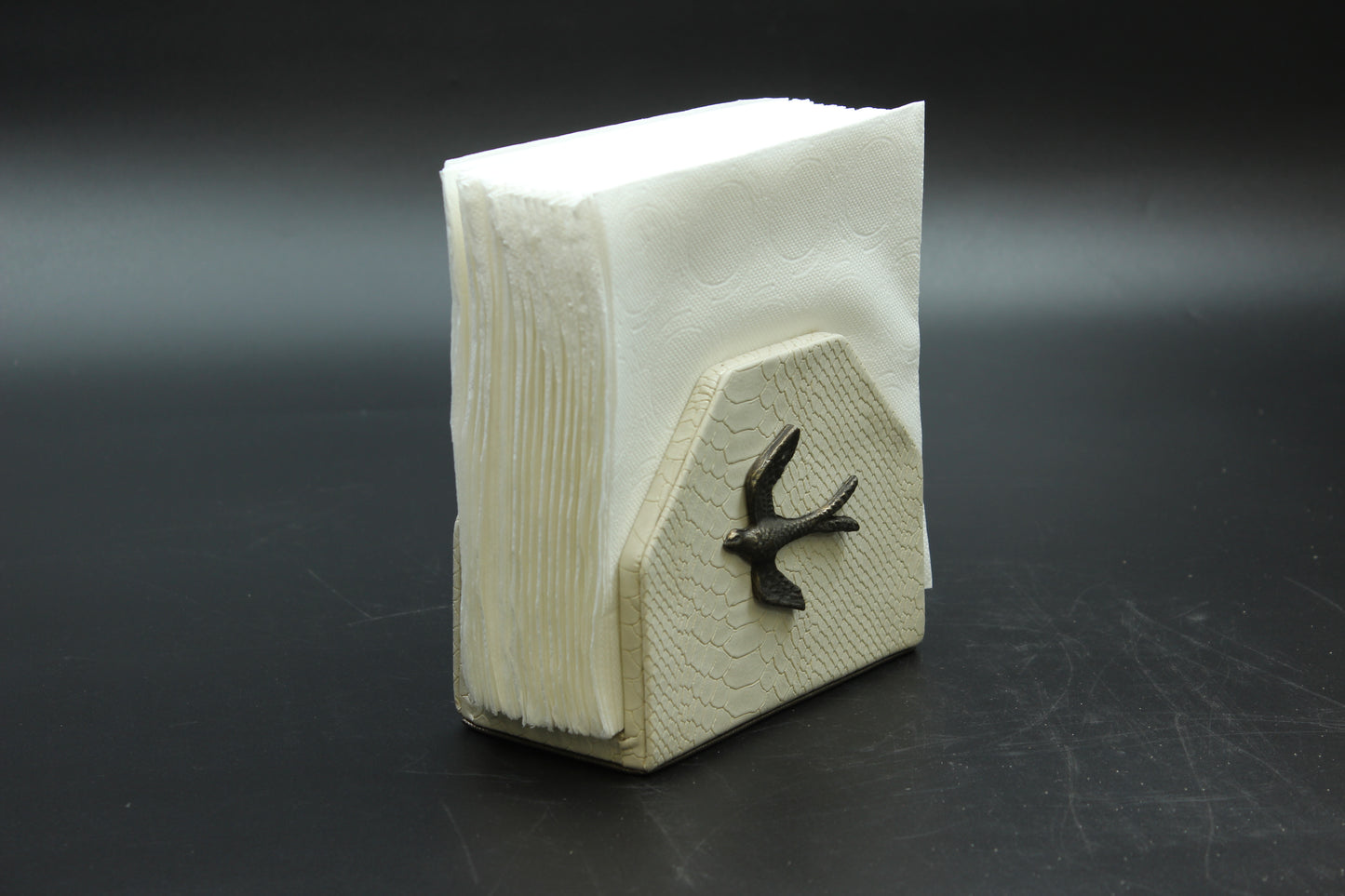 White Sparrow Snakeskin Napkin Holder