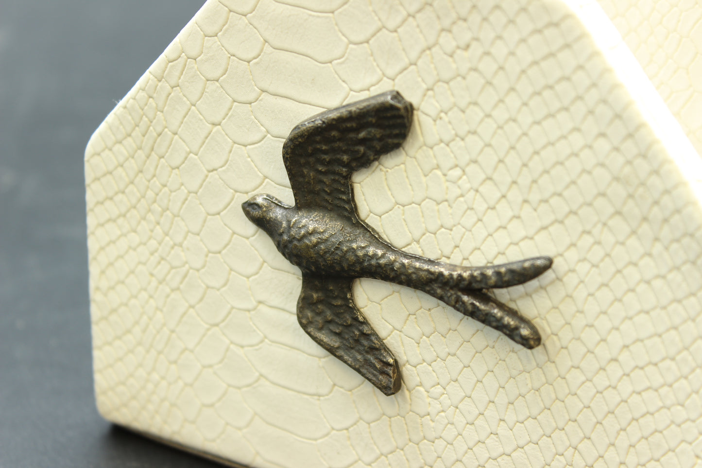 White Sparrow Snakeskin Napkin Holder