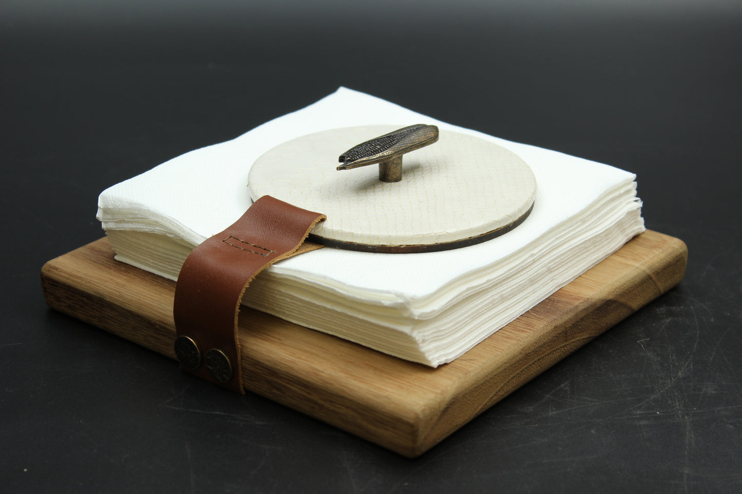 Cream Cornfield Wood Napkin Holder