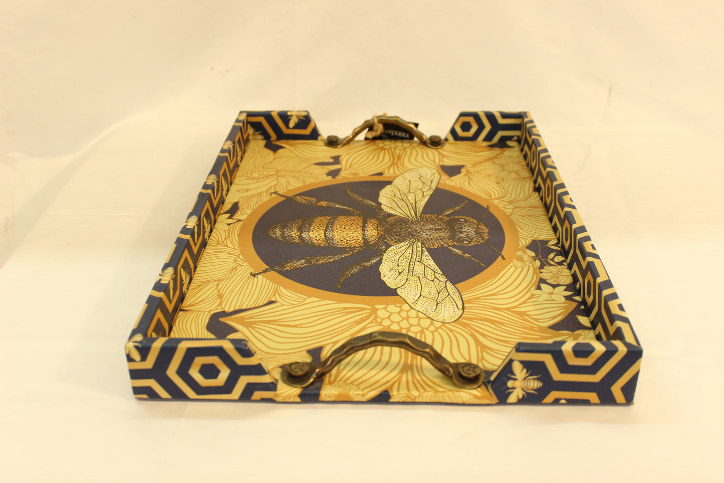 Blue Beehive Serving Tray w/ Metal Handles