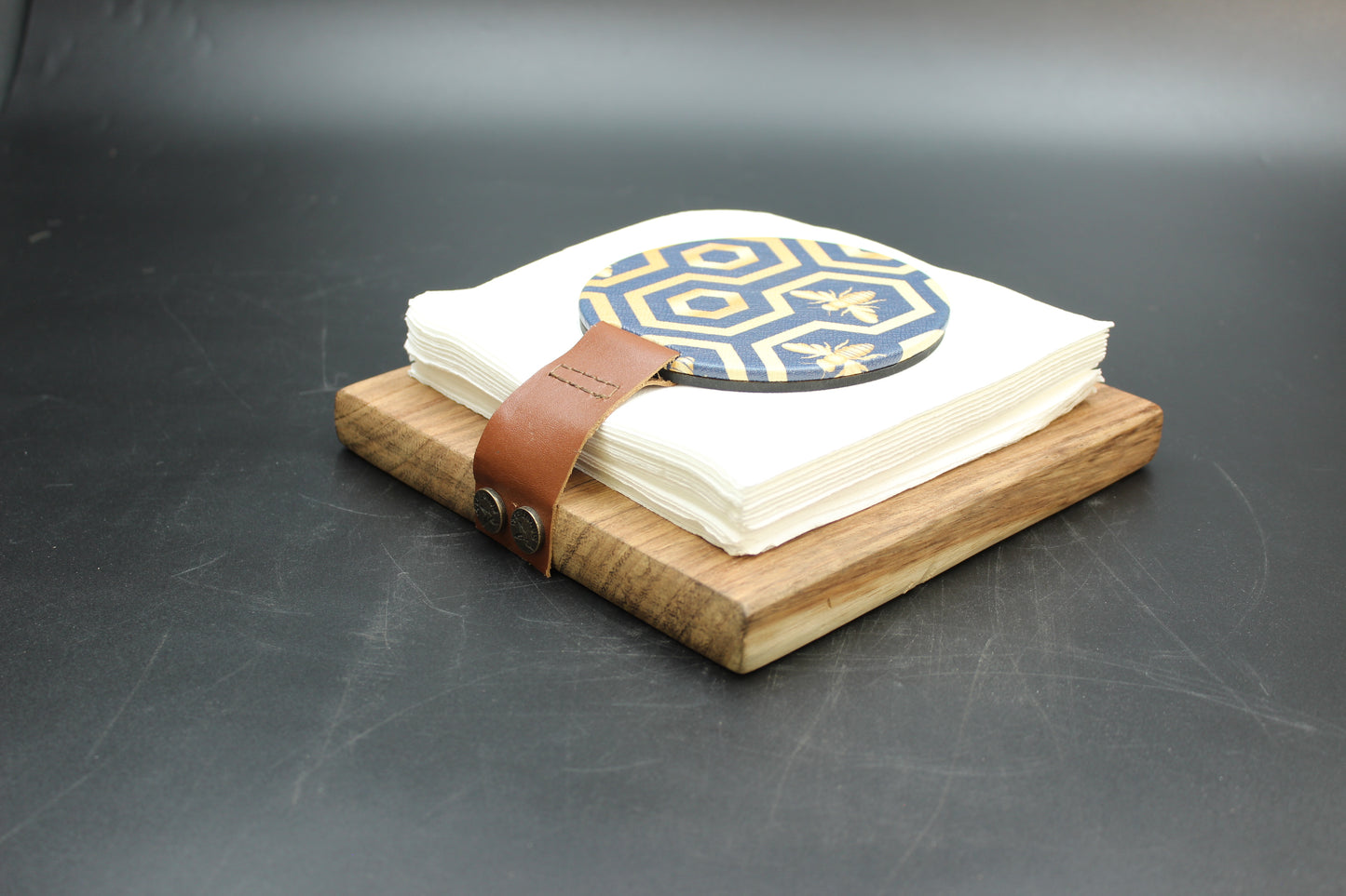 Blue Beehive Wood Napkin Holder