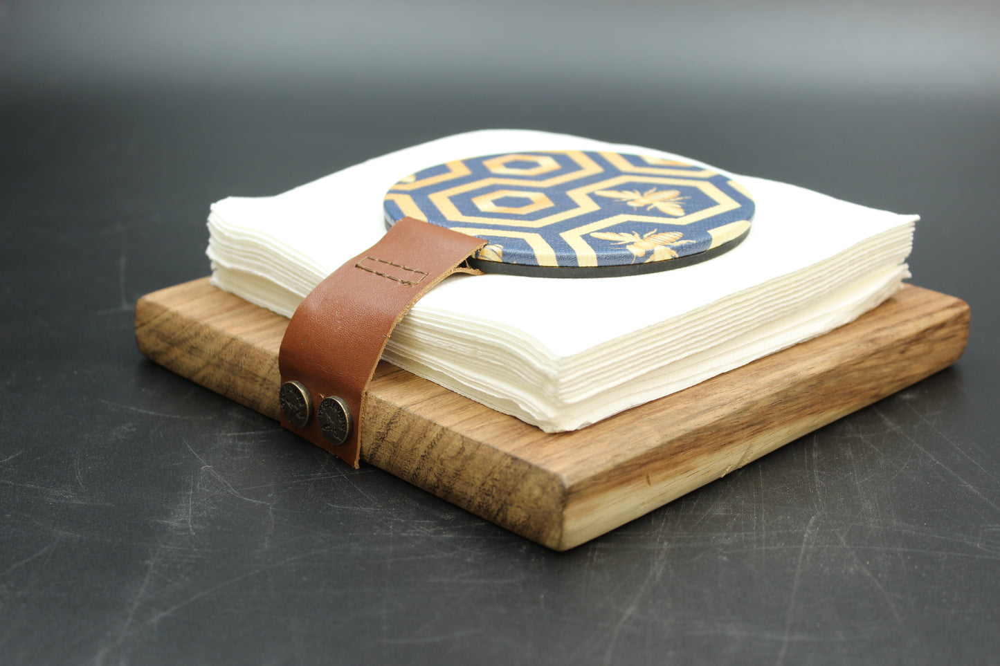Blue Beehive Wood Napkin Holder
