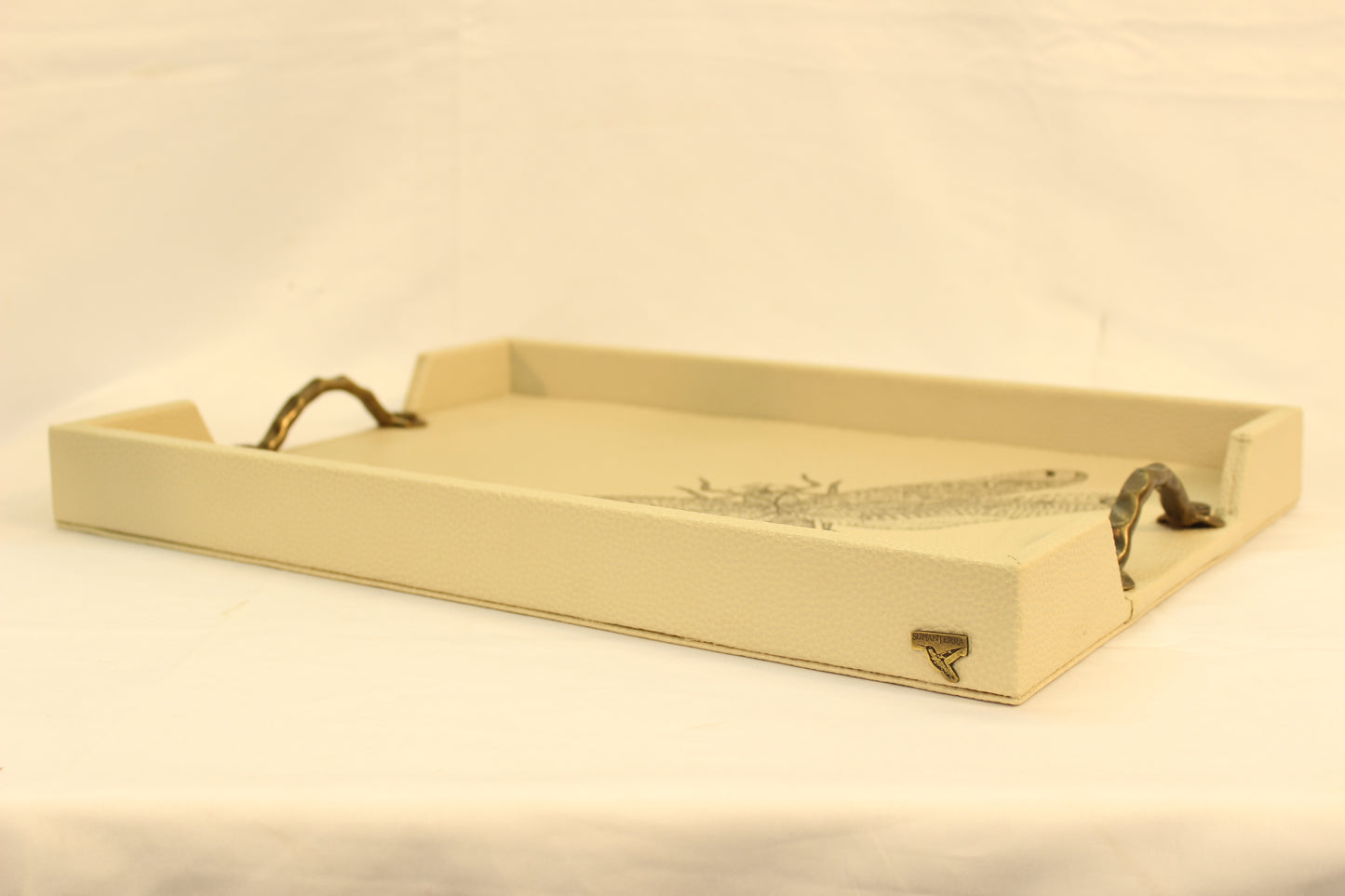 Black Dragonfly Serving Tray w/ Metal Handles