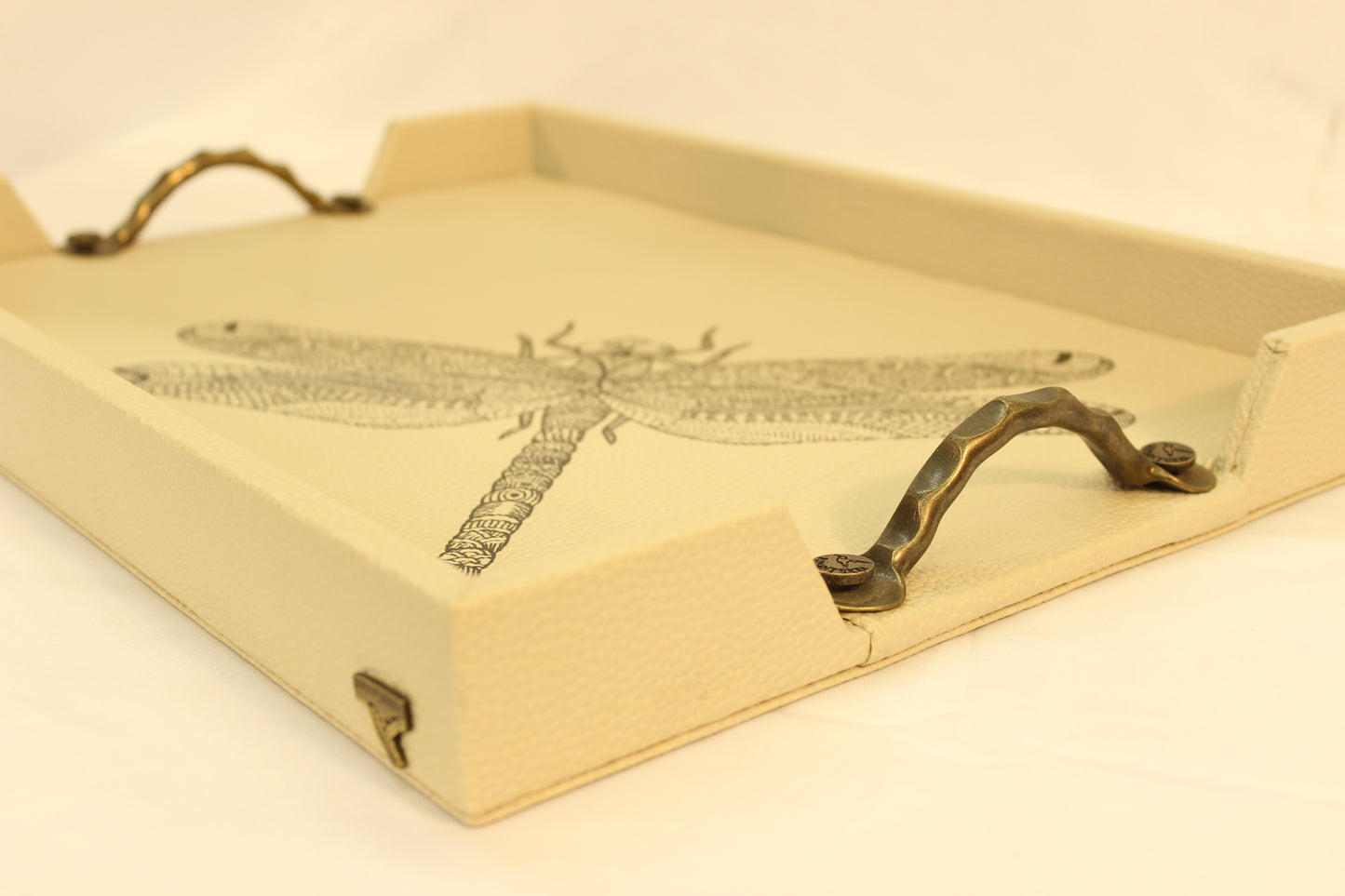 Black Dragonfly Serving Tray w/ Metal Handles