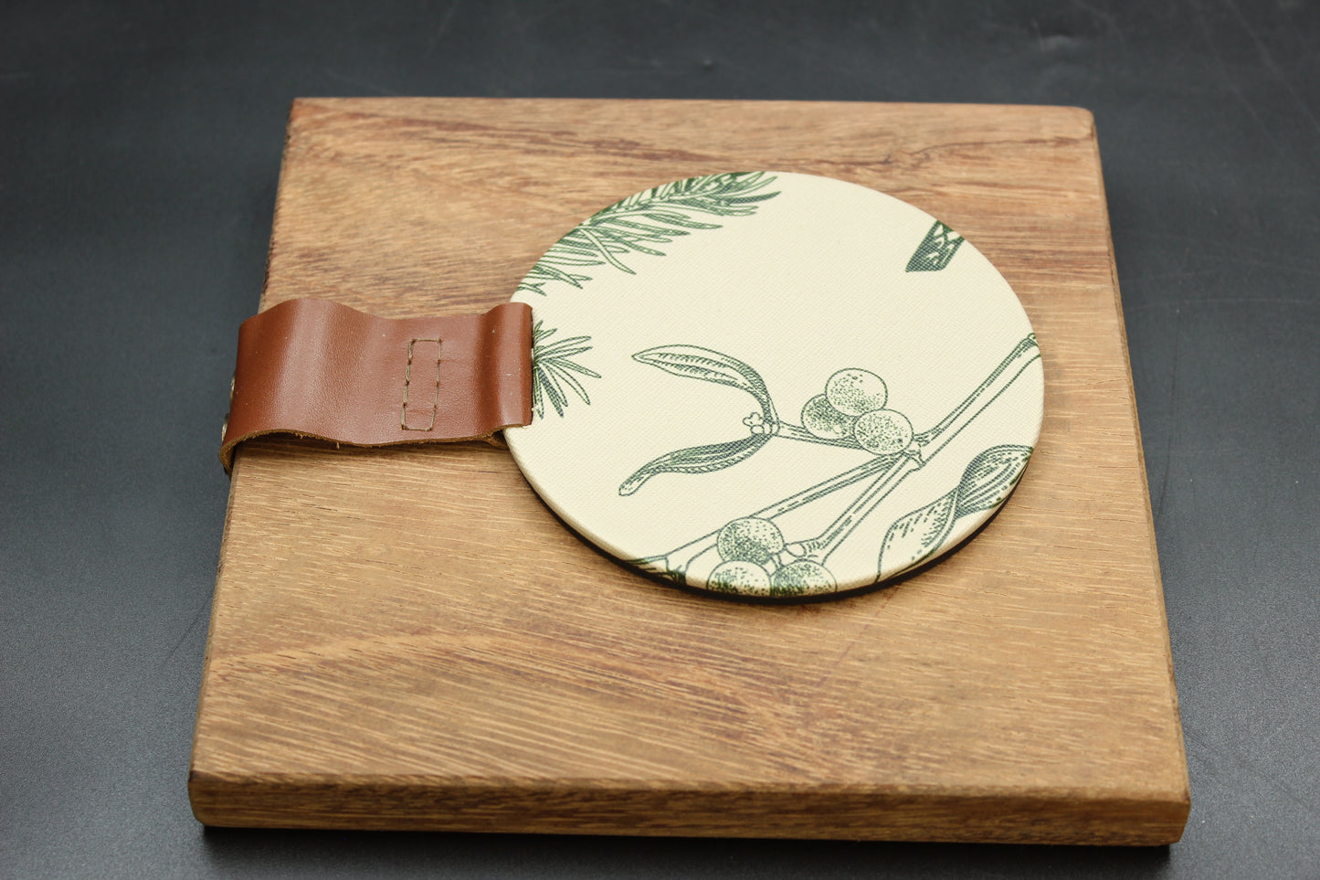 Green Floral Wood Napkin Holder