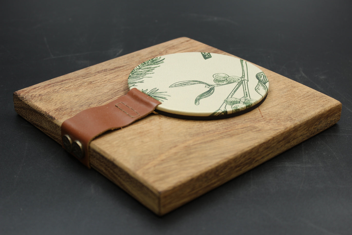 Green Floral Wood Napkin Holder